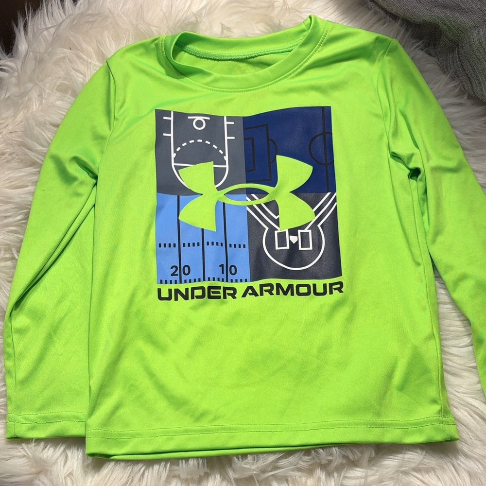 Under Armour Kids Neon Green Long Sleeve Tee
